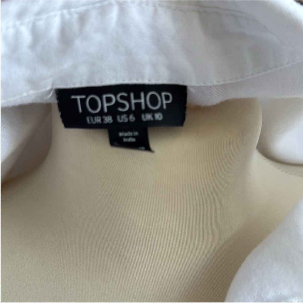 Topshop White Boxy Button Down Shirt with Notched Collar - Picture 9 of 13